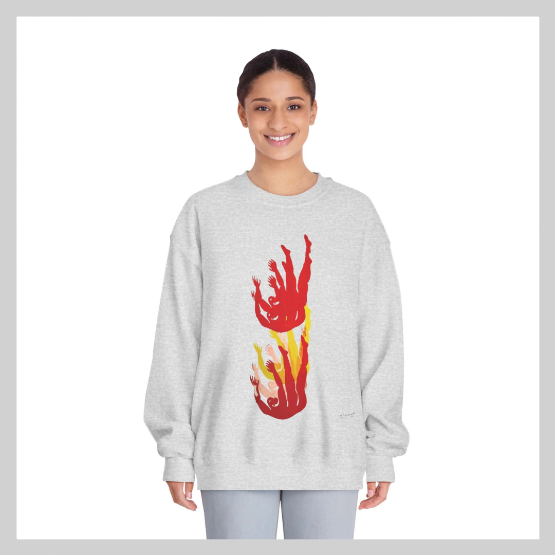 Figure 3 Red & Yellow Crewneck | Unisex Graphic Art Sweatshirt