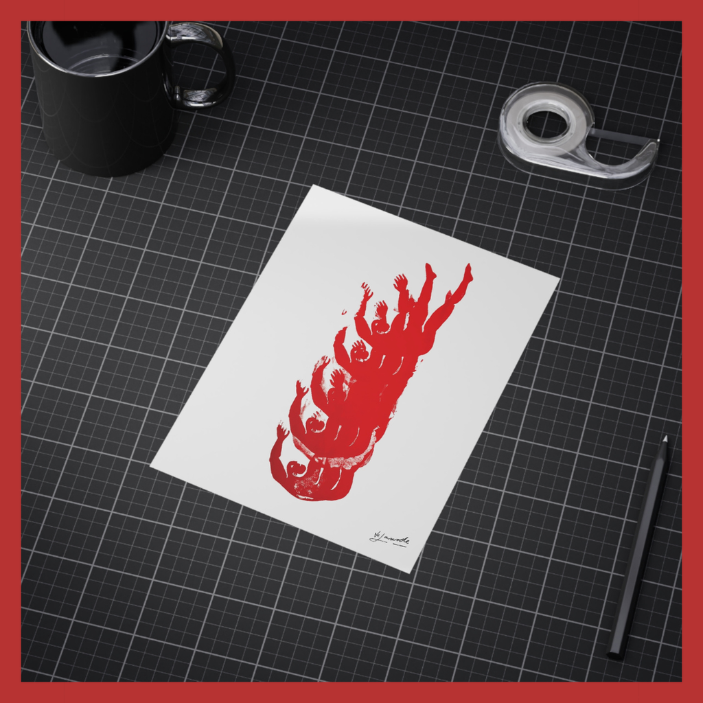 Copy of Figure 3 on Repeat 4 (Red/Red), 2015 / Unframed Print 6"x8"