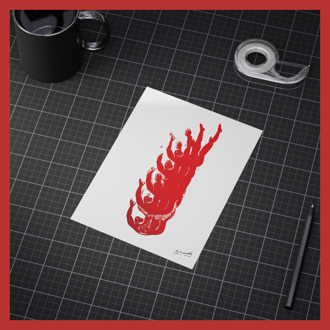 Copy of Figure 3 on Repeat 4 (Red/Red), 2015 / Unframed Print 6"x8"