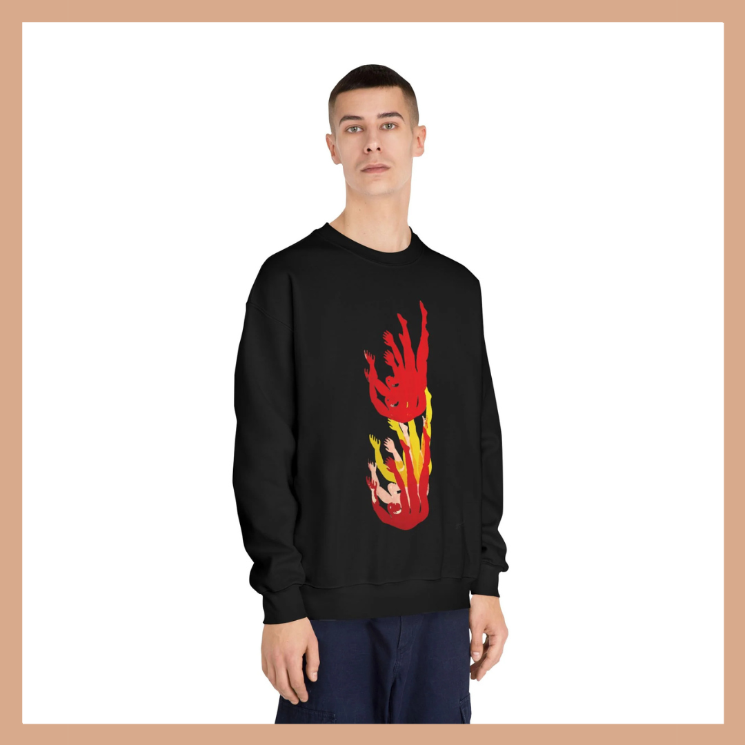 Figure 3 Red & Yellow Crewneck | Unisex Graphic Art Sweatshirt