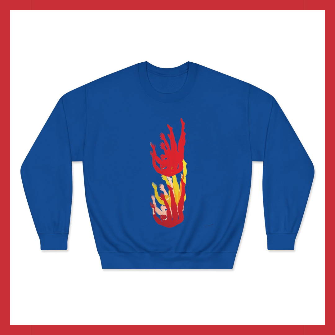 Figure 3 Red & Yellow Crewneck | Unisex Graphic Art Sweatshirt