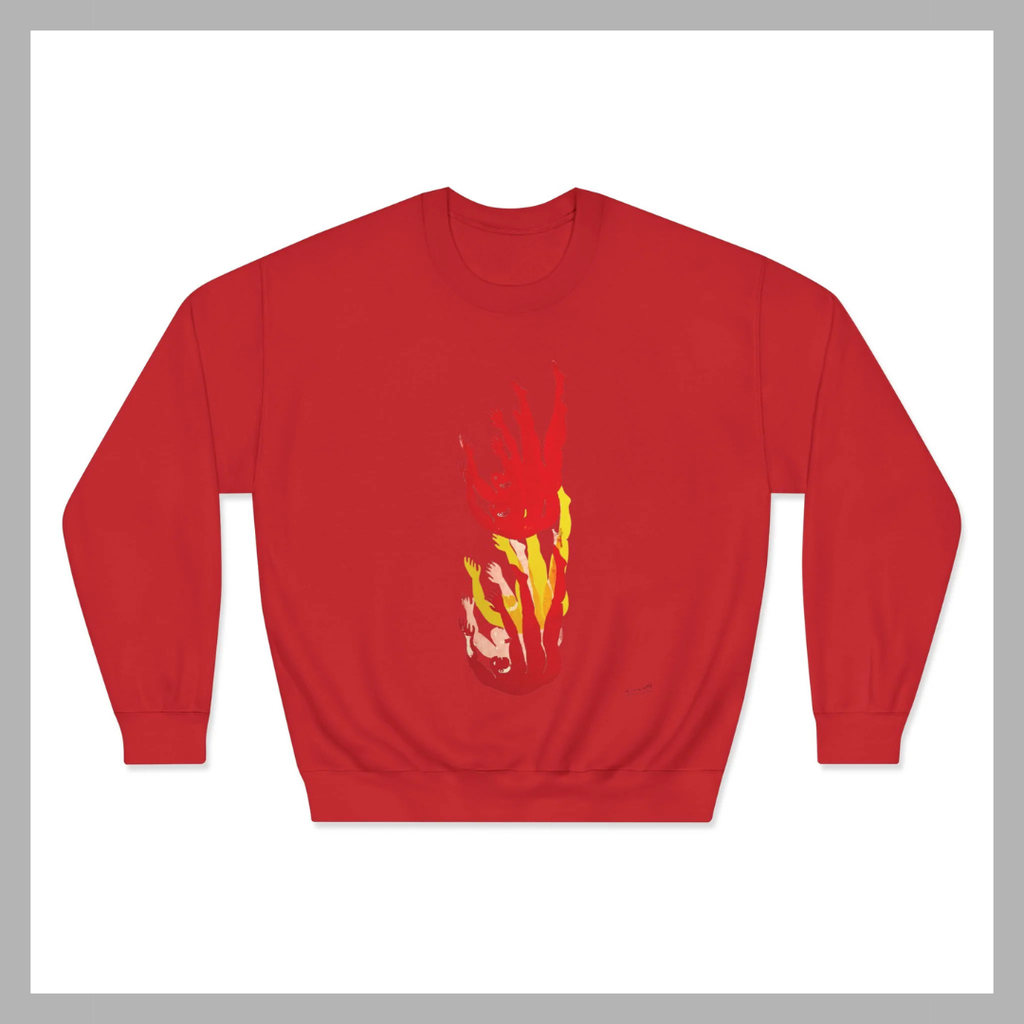 Figure 3 Red & Yellow Crewneck | Unisex Graphic Art Sweatshirt