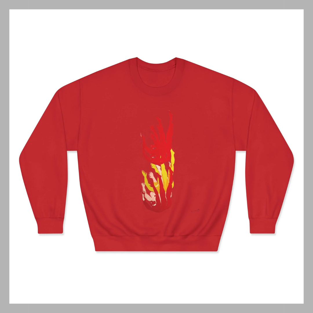 Figure 3 Red & Yellow Crewneck | Unisex Graphic Art Sweatshirt