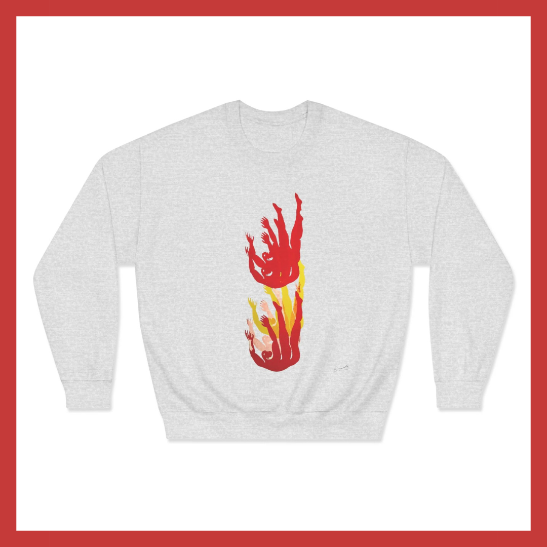 Figure 3 Red & Yellow Crewneck | Unisex Graphic Art Sweatshirt