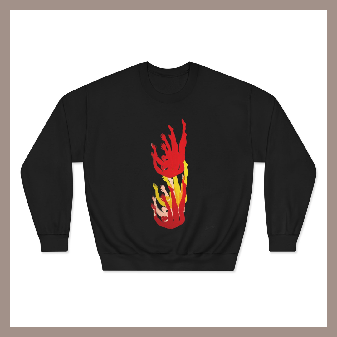 Figure 3 Red & Yellow Crewneck | Unisex Graphic Art Sweatshirt